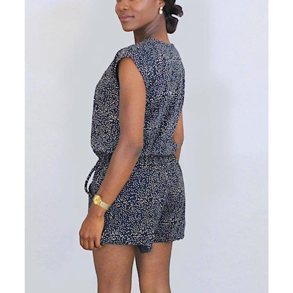 PASSION LILIE Romper Womens XS Rainey Organic Jumpsuit Navy Blue Sleeveless - Picture 12 of 13